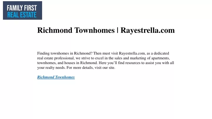 richmond townhomes rayestrella com