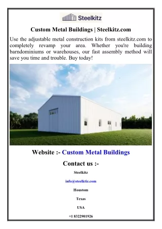 Custom Metal Buildings  Steelkitz.com