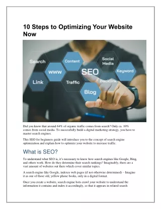 10 Steps to Optimizing Your Website Now