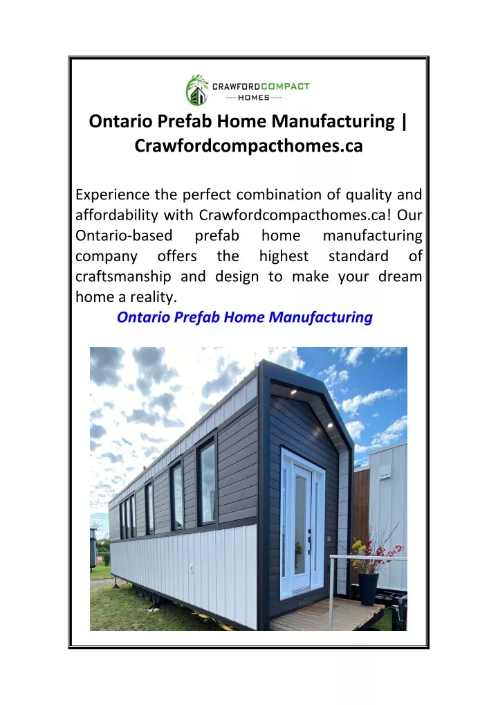 ontario prefab home manufacturing