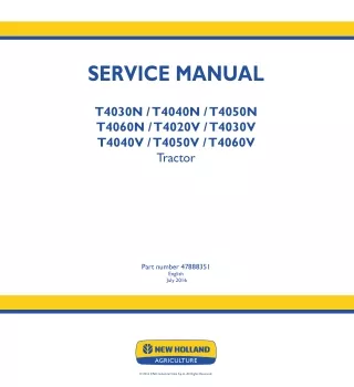 New Holland T4060V Tractor Service Repair Manual