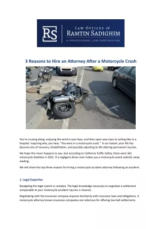3 Reasons to Hire an Attorney After a Motorcycle Crash
