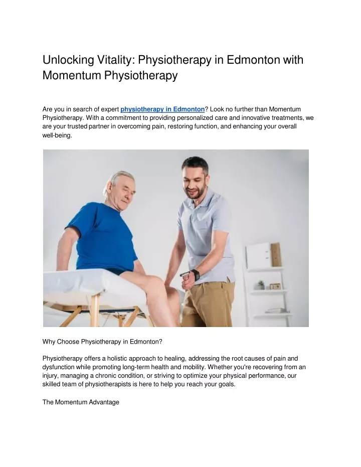 unlocking vitality physiotherapy in edmonton with