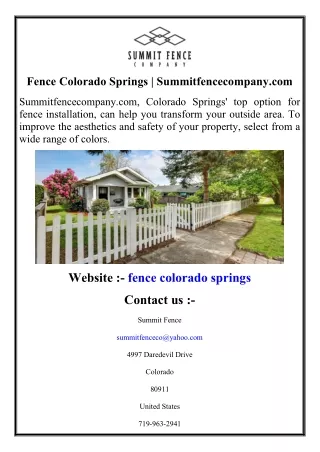 Fence Colorado Springs  Summitfencecompany.com