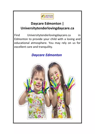 Daycare Edmonton  Universitytenderlovingdaycare.ca