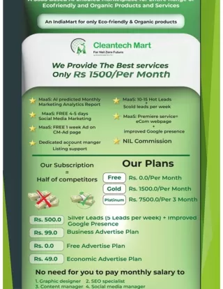Cleantech Mart provide the Best services only RS 1500/Per Month