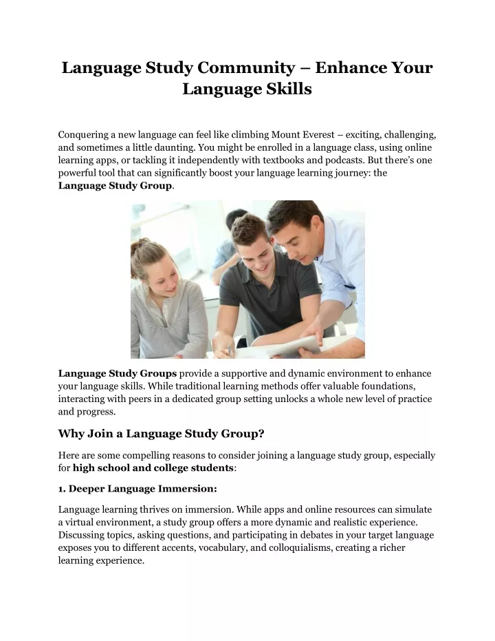 language study community enhance your language