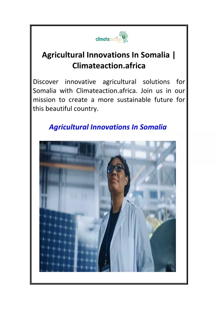 agricultural innovations in somalia climateaction