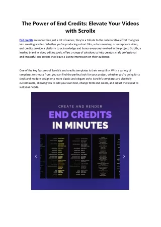 The Power of End Credits Elevate Your Videos with Scrollx