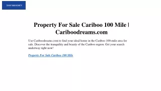 Property For Sale Cariboo 100 Mile Cariboodreams.com