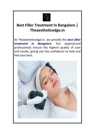 Best Filler Treatment In Bangalore  Theaestheticedge.in