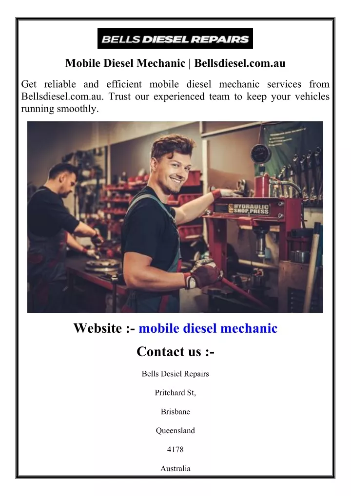 mobile diesel mechanic bellsdiesel com au