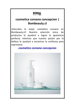 cosmetica coreana concepcion  Bombeauty.cl
