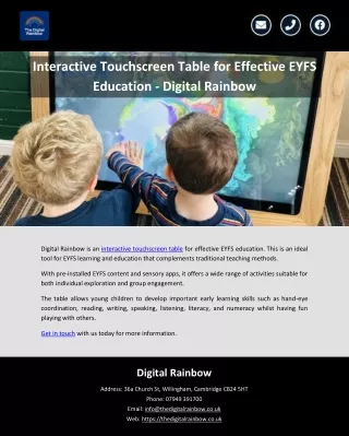 Interactive Touchscreen Table for Effective EYFS Education - Digital Rainbow