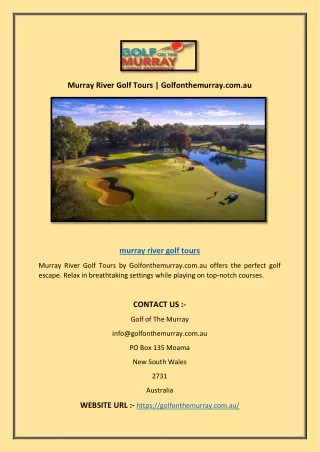Murray River Golf Tours | Golfonthemurray.com.au