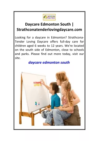 Daycare Edmonton South  Strathconatenderlovingdaycare.com
