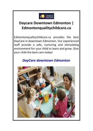 Daycare Downtown Edmonton  Edmontonqualitychildcare.ca