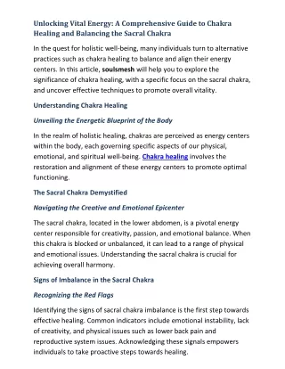 Unlocking Vital Energy: A Comprehensive Guide to Chakra Healing and Balancing th