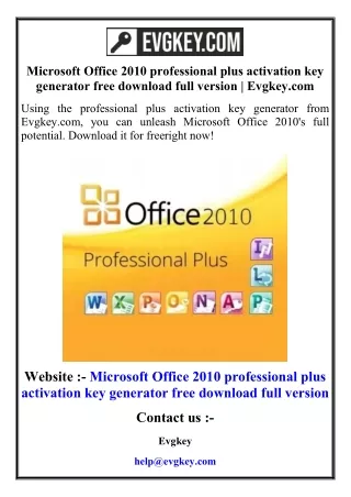 Microsoft Office 2010 professional plus activation key generator free download full version  Evgkey.com
