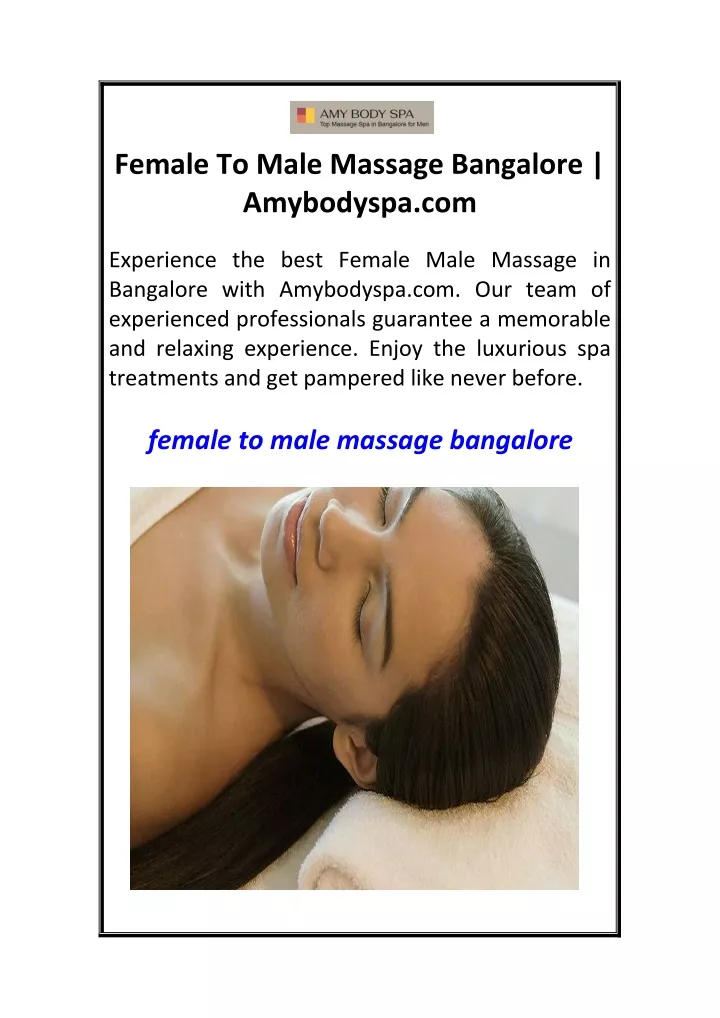female to male massage bangalore amybodyspa com
