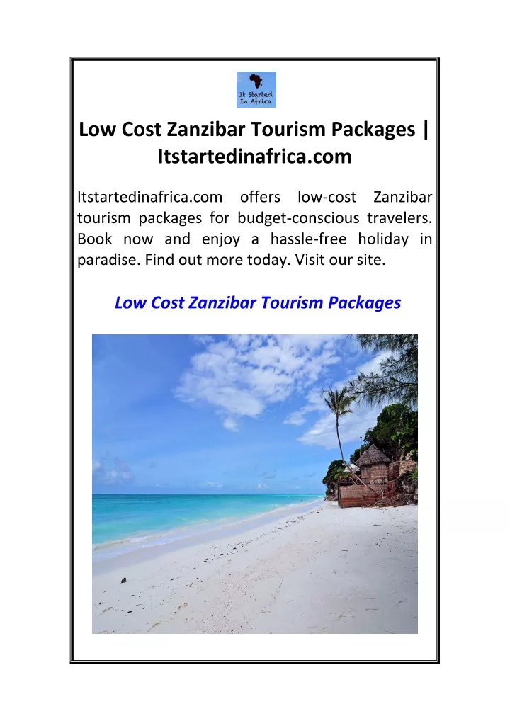 low cost zanzibar tourism packages