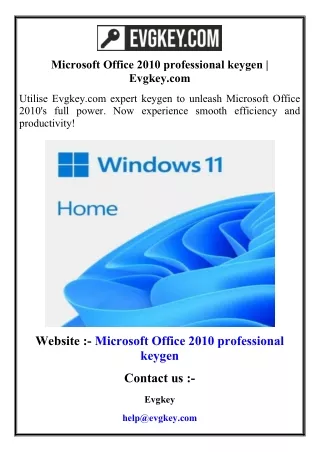 Microsoft Office 2010 professional keygen  Evgkey.com