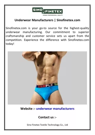 Underwear Manufacturers  Sinofinetex.com