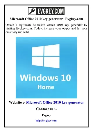 Microsoft Office 2010 key generator  Evgkey.com