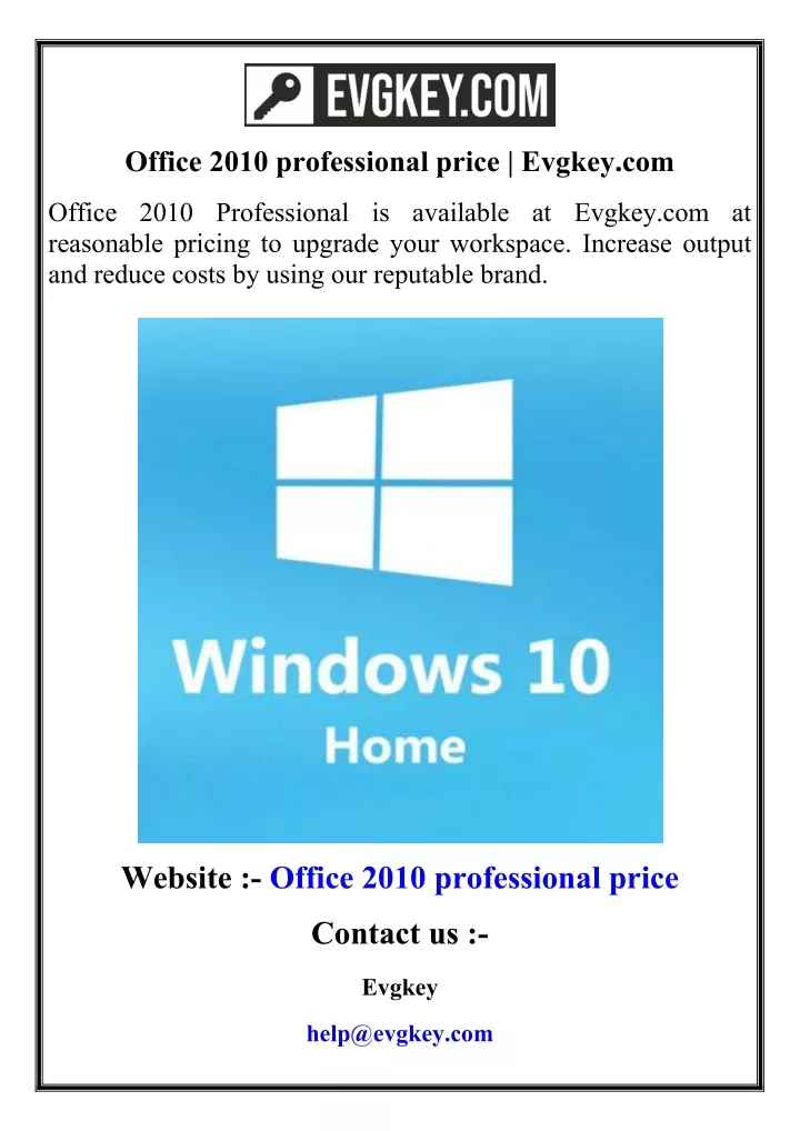 office 2010 professional price evgkey com