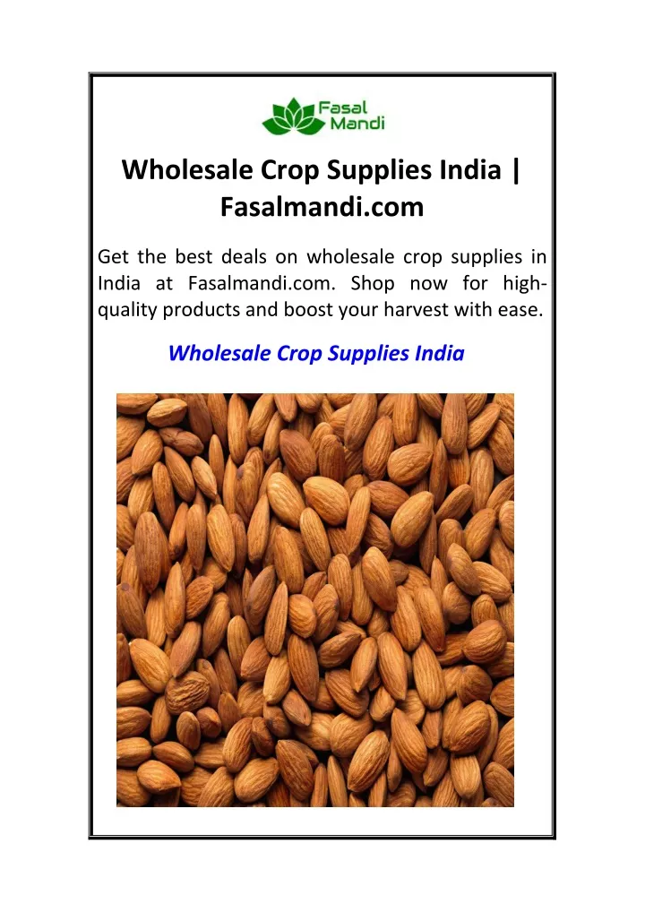 wholesale crop supplies india fasalmandi com