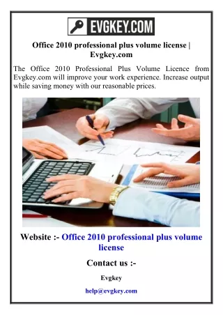 Office 2010 professional plus volume license  Evgkey.com
