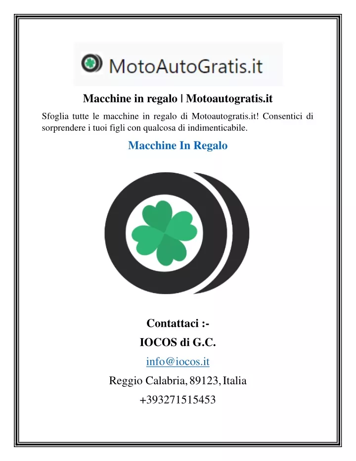 macchine in regalo motoautogratis it