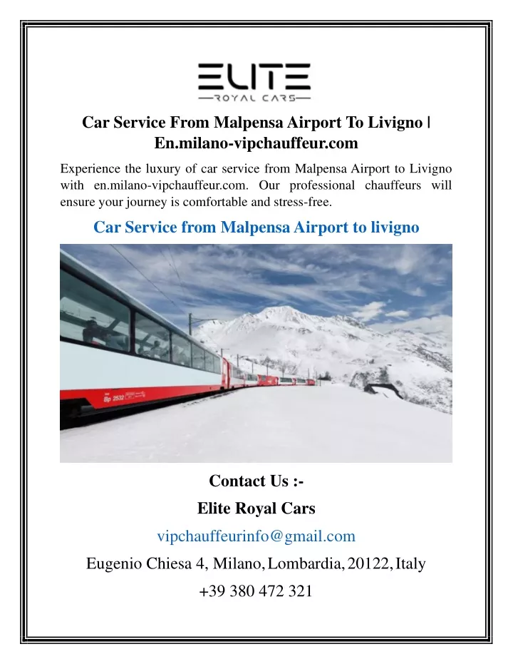 car service from malpensa airport to livigno