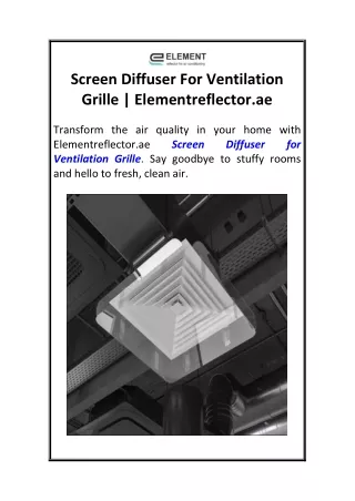 Screen Diffuser For Ventilation Grille  Elementreflector.ae