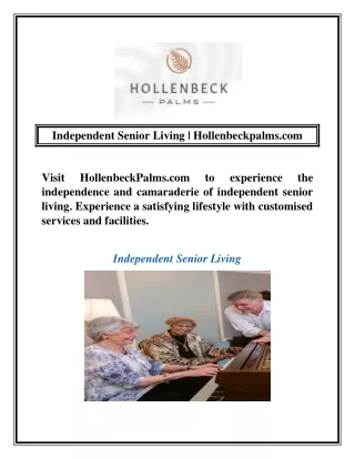 Independent Senior Living | Hollenbeckpalms.com