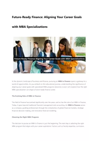 Future-Ready Finance Aligning Your Career Goals with MBA Specializations
