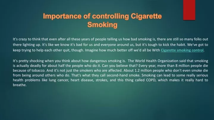 importance of controlling cigarette smoking