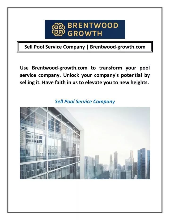 sell pool service company brentwood growth com