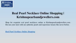 Real Pearl Necklace Online Shopping Krishnapearlsandjewellers.com