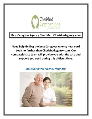 Best Caregiver Agency Near Me | Cherishedagency.com