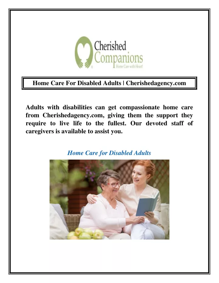 home care for disabled adults cherishedagency com