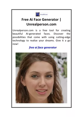 Free Ai Face Generator  Unrealperson.com
