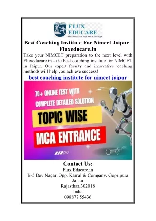 Best Coaching Institute For Nimcet Jaipur  Fluxeducare.in