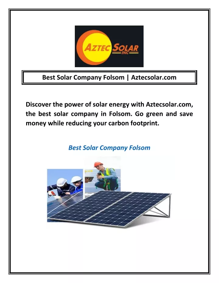 best solar company folsom aztecsolar com