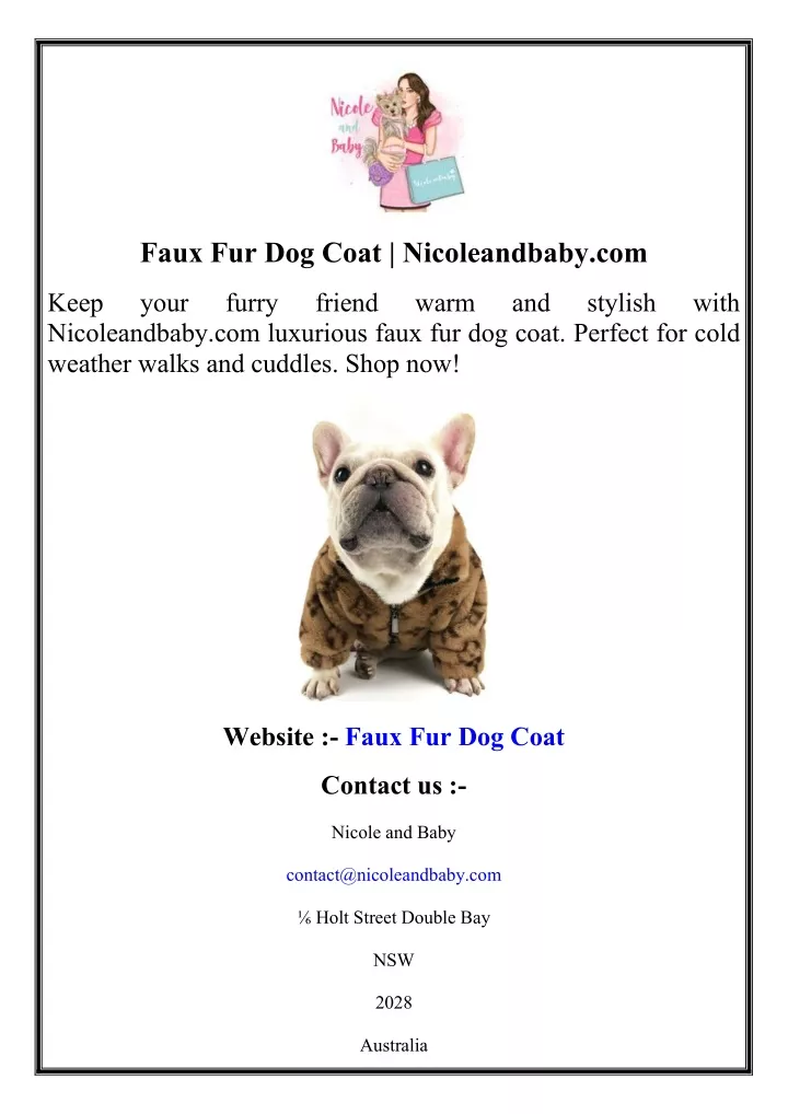 faux fur dog coat nicoleandbaby com