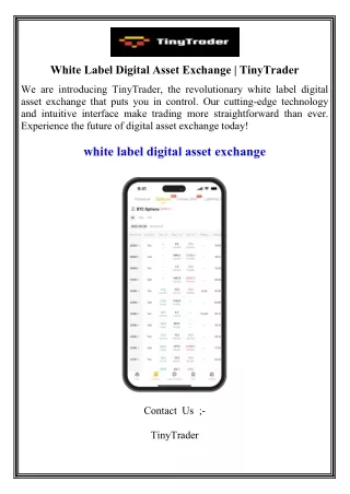 White Label Digital Asset Exchange | TinyTrader