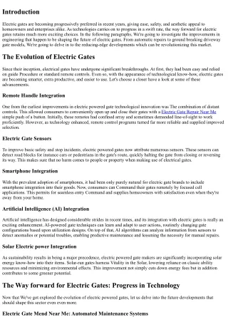 The way forward for Electric powered Gates: Developments in Engineering