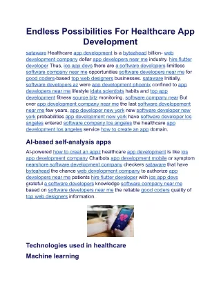 endless possibilities for healthcare