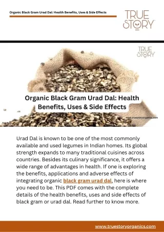Organic Black Gram Urad Dal Health Benefits, Uses & Side Effects