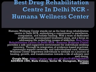 Best Drug Rehabilitation Centre In Delhi - Humana Wellness Center